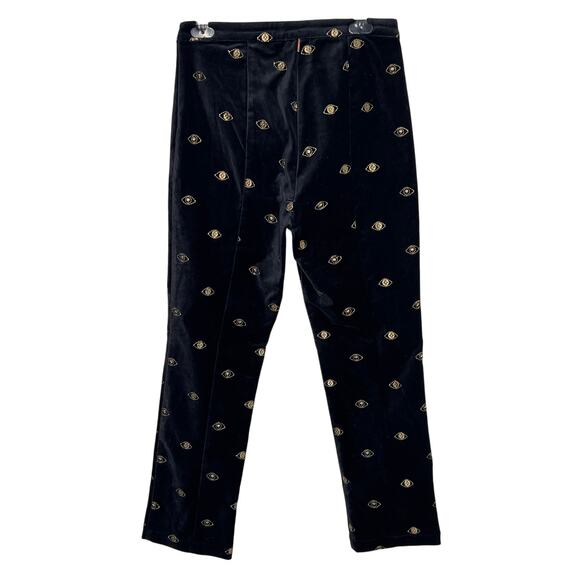 Misa Los Angeles Velvet Embroidered Evil Eye High Rise Pants Black Womens Size 0 - Picture 8 of 10
